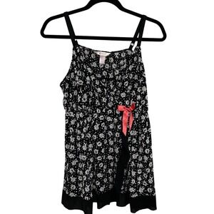 Cacique 26/28W Black Floral Babydoll Mesh Chemise Lingerie Plus Size, Retail $75